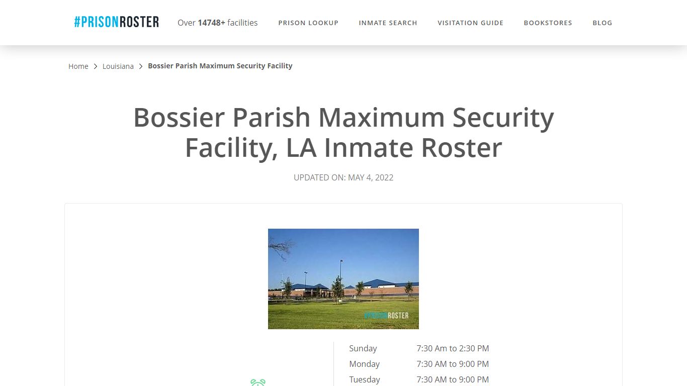 Bossier Parish Maximum Security Facility, LA Inmate Roster